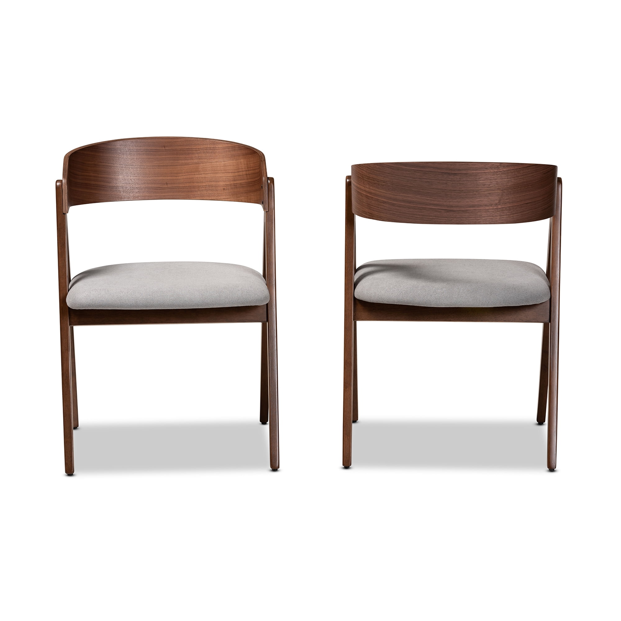 Baxton Studio Danton Dining Chair, Set of 2, Walnut Brown/Grey