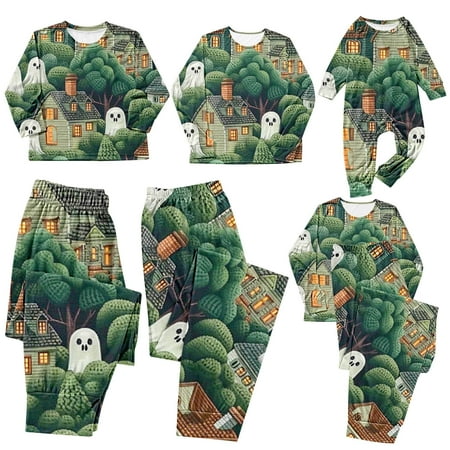 

WREESH Halloween Family Matching Pajamas for Baby Long Sleeve Rompers Family Matching Outfits Onesie Sleepwear Multicolor