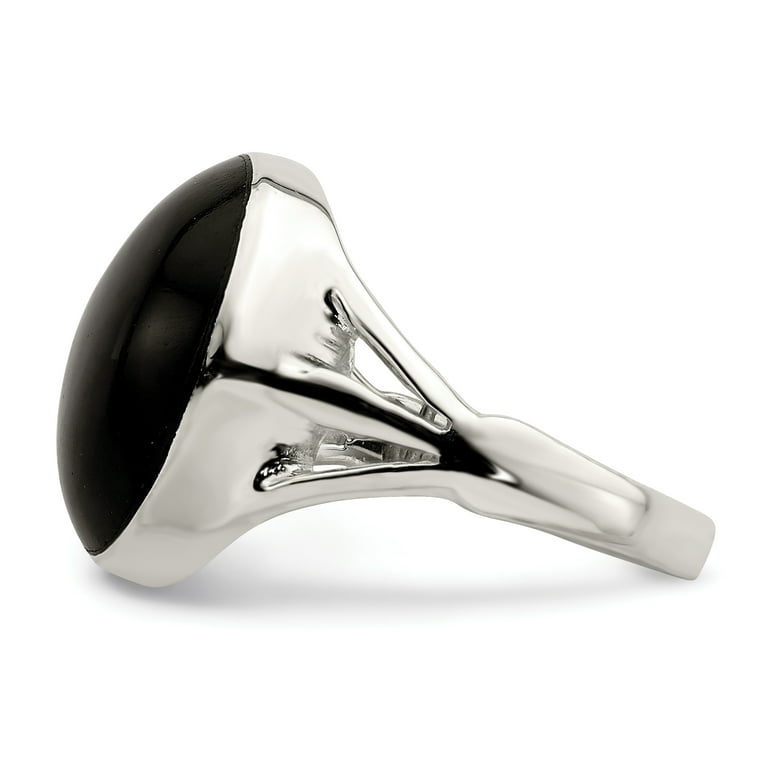 Sterling Silver Black Onyx 13.50 x 16.50 mm Oval Cut Ring Sterling Silver Black Onyx 13.50 x 16.50 mm Oval Cut Ring