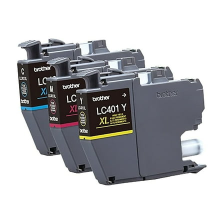 Brother Genuine LC401XL High-Yield Color Printer Ink Cartridges Cyan, Magenta and Yellow, 3-Pack