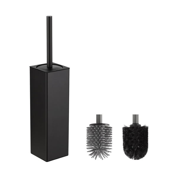 BGL Freestanding Aluminium Toilet Brush with Holder for Bathroom Storage and Organization Toilet Bowl Cleaner Brush and Holder, Square Design Sturdy and Space Saving (Black)