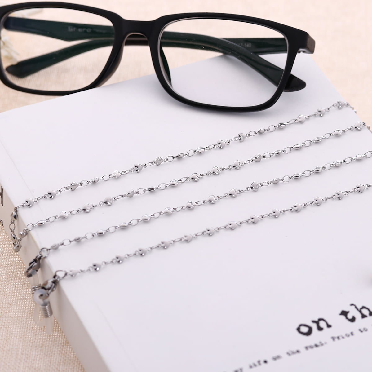 Solid Hearts Stainless Steel Eyeglass Chain Glasses Necklace Cord