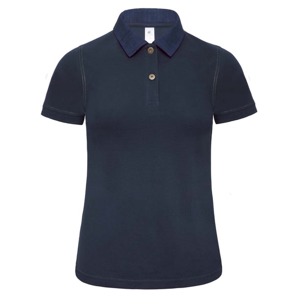 B&C- Polo de manga corta Forward para mujer (Denim/Azul marino)