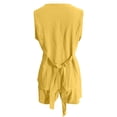 thumbnail image 5 of Arlun Women's Summer 2 Piece Sets Dressy V-Neck Sleeveless Slim Fit Vest Matching Drawstring Shorts Trendy Solid Color Simple Stylish Two Piece Outfits with Back Tie Design Yellow XL, 5 of 5