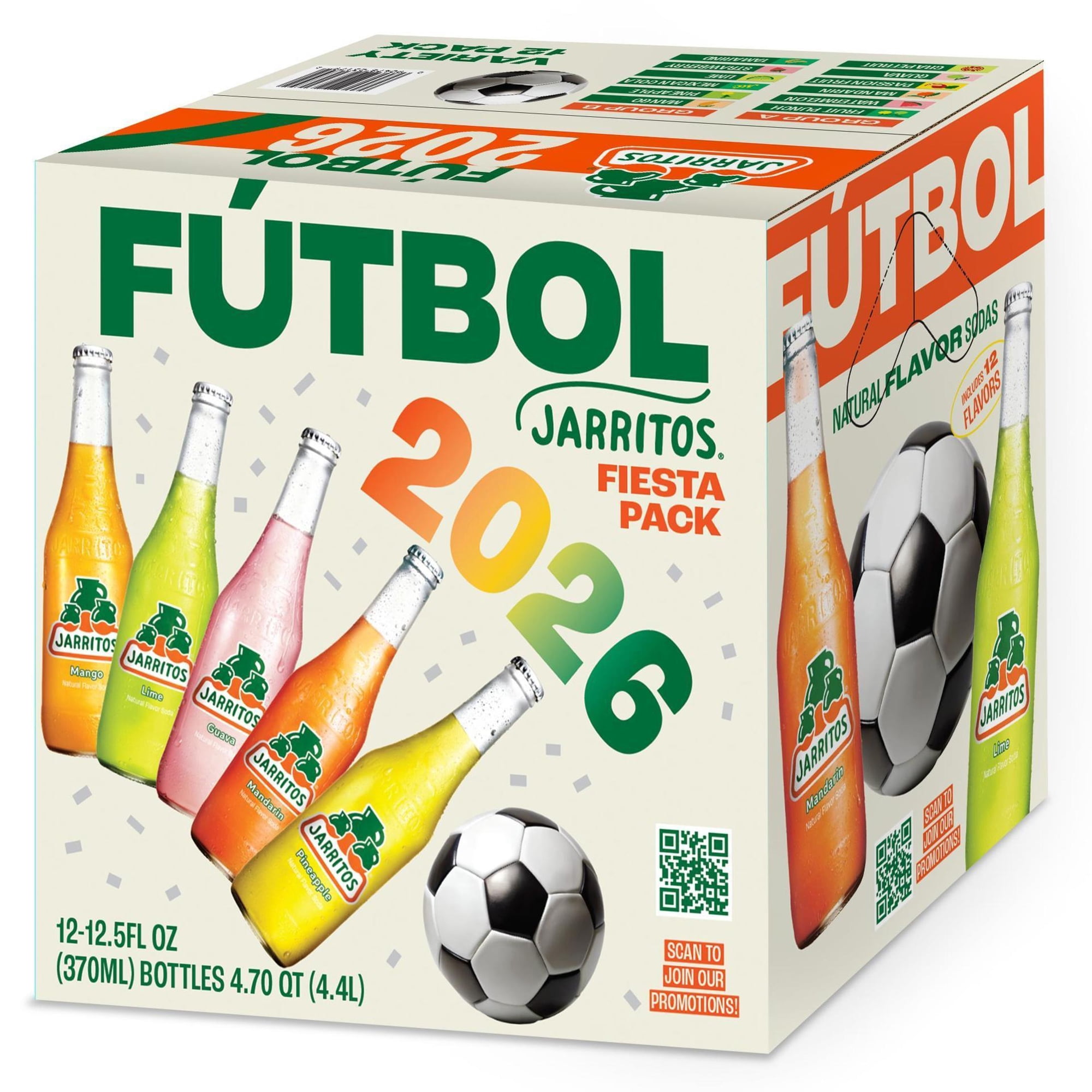 Jarritos Variety Pack Soda, 12.5 fl oz (370 ml) Glass Bottle, 12 Pack