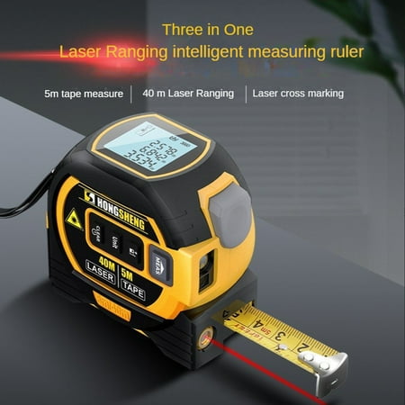 YA-CJ-JC Three-in-one laser rangefinder Steel tape rangefinder Indoor laser measuring instrument Laser ruler (60m yellow)