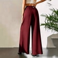 thumbnail image 4 of hoksml Women's Chiffon Wide Leg Palazzo Pants, High Waist Flowy Trousers with Pockets for Summer, 4 of 7