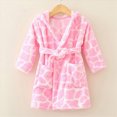 thumbnail image 2 of zuwimk Kids Hooded Bathrobe Girls Soft Plush Hooded Flannel Pajamas Sleepwear Boys Spa Robe(Pink,6-7 Years), 2 of 4