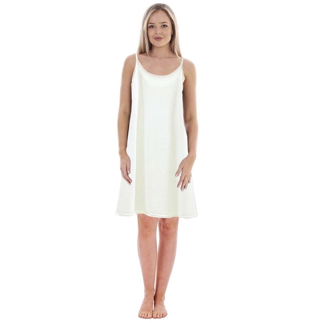 VBARHMQRT Pyjama en Soie pour Femmes Couleur Unie avec Jupon Grande Taille Robe de Nuit Ample (Courte)