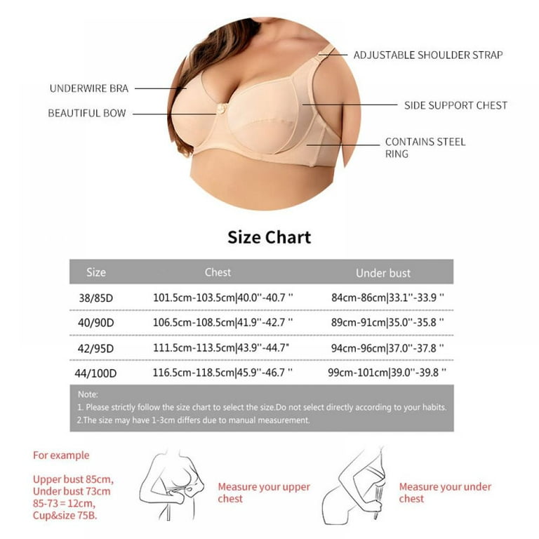 Women's Large D-Cup Seamless Gathering Bra Solid Color Smooth Soft  Breathable Chest Support Underwear Simple Daily Bralette, Full Coverage  T-Shirt Bra(2-Packs) 