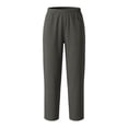 thumbnail image 6 of OVAFBAU Women's Straight Leg Pants Ruched Elastic Waist Linen Pocket Casual Long Pants, 6 of 7
