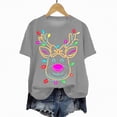 thumbnail image 4 of Towmus Christmas Shirts for Women Ugly Cute T-Shirts Elk Graphic Tee Tops Casual Crewneck Short Sleeve Pullover Grey S-3XL, 4 of 6