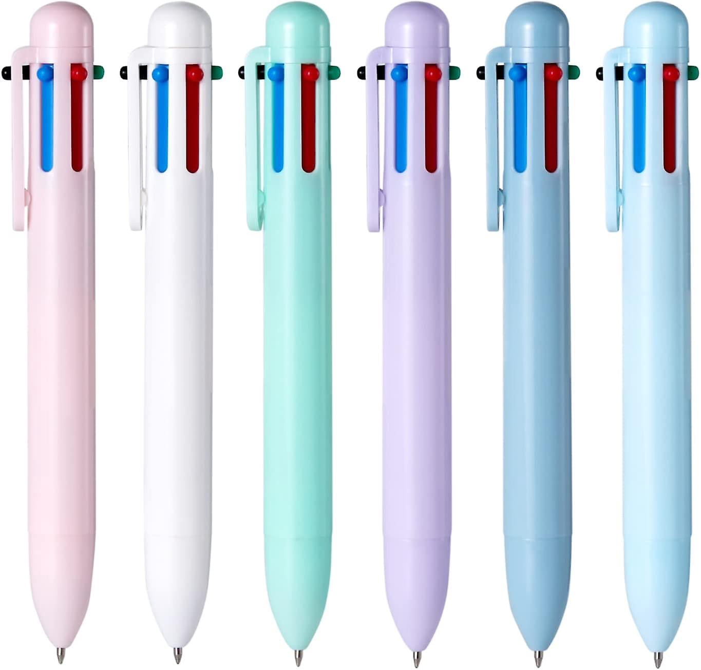 Pack Of 12 0.5mm 6-in-1 Multicolor Ballpoint Pens, 6 Colors Retractable Ballpoint Pens, Random Colors()