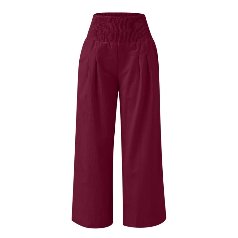 Cropped Linen Pants for Women Summer 2023 Comfy Lounge Capri Tie