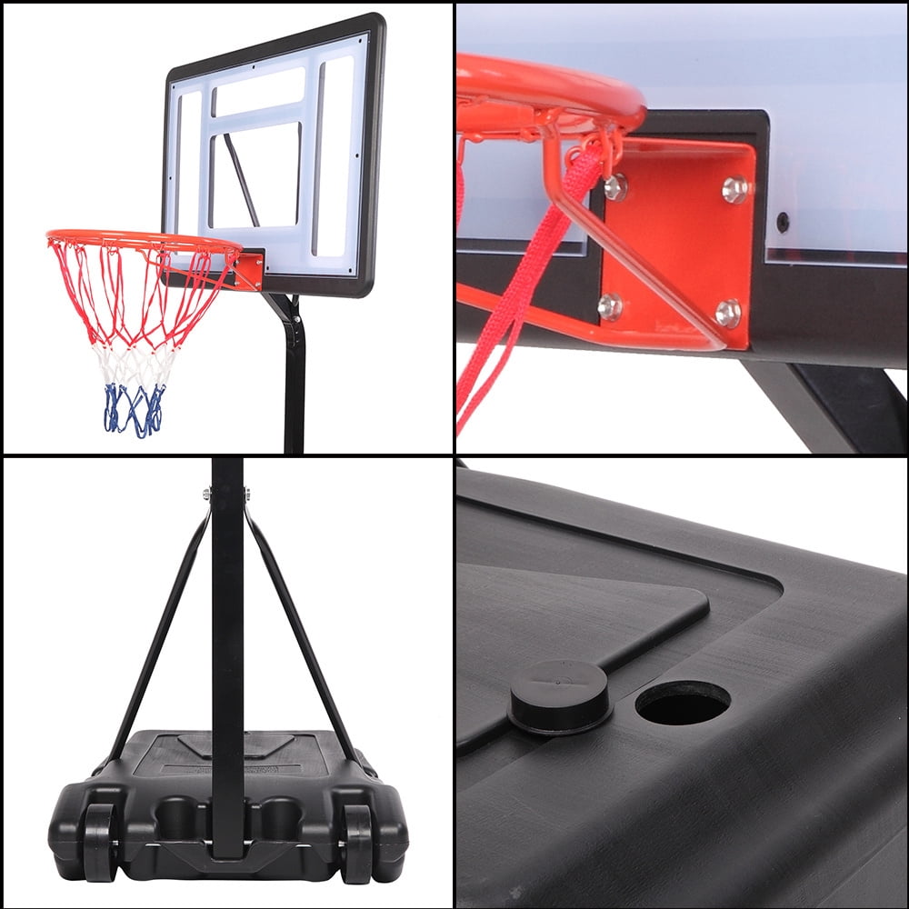 Tcbosik Poolside Basketball Hoop, 45.2" - 53.1" Height Adjustable Basketball Goal Stand with Transparent Backboard, Maximum Applicable for 7 # Ball, Black