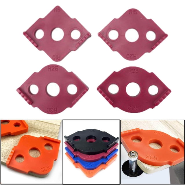 4x Coins de Routeur Jig Arrondis Routage machine à Bois Jig Coins de Routeur Gabarits Rouges