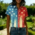 thumbnail image 3 of Iaqnaocc 4th Of July Outfits for Women Usa Patriotic American Flag Stars Tops America 250 Shirt Festival Button-Down Collared Shirt Casual Short Sleeve Outfits Light Blue M, 3 of 4