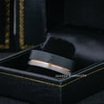 thumbnail image 3 of Jewelry Avalanche 3-Tone Faceted Black & Rose Gold Pipe Cut Tungsten Wedding Band for Men, 8MM, size 9.5, 3 of 4