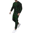 thumbnail image 2 of Wavsuf Sweatsuits 2pcs Sets Mens Jogger Set Long New Motion Digital Shirt Sweatshirt and Sweatpants Green Size M, 2 of 4