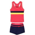 thumbnail image 2 of Girls 2 Piece Swimsuits Lightweight Color Block Bathing Suits Summer Swimwear with Boyshort Size 6-17, 2 of 9
