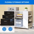 thumbnail image 4 of Uforic Mobile Wood File Cabinet with 3 Drawer, Lateral Filing Cabinet with Lock & Open Side Storage Shelves Home Office, Black & White, 4 of 6