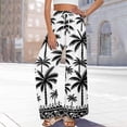 thumbnail image 6 of LWavelet Women's Drawstring Waist Palm Tree Print Wide Leg Pants with Split Detail for Beach & Vacation Wear Gray S, 6 of 8