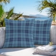 thumbnail image 3 of Throw Pillow Covers 24x24 Inch Set of 2, Buffalo Plaid Waterproof Outdoor Pillow Covers, Midnight Blue Indigo Farmhouse Gingham Striped Decorative Cushion Pillowcases for Patio Garden Couch Bed, 3 of 9