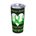 thumbnail image 2 of En mayo usamos verde Mes de concientización sobre la salud mental Taza de viaje de café de acero inoxidable con aislamiento de 20 oz con pajita Taza térmica portátil Juego de tres piezas con pajita, 2 of 7