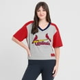 thumbnail image 4 of Women's Fanatics Red/Graphite St. Louis Cardinals Oversized Race To Win V-Neck T-Shirt, 4 of 5