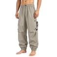 thumbnail image 7 of Men's Casual Straight Cargo Pants, Trousers, Joggers, Elastic Waist Drawstring Stretchy Lightweight Breathable Quick Dry, Multi-Pocket Relaxed Fit, Daily Gym Hiking Streetwear, 7 of 7