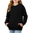 thumbnail image 3 of akafmk Girls Crewneck Sweatshirts Long Sleeve Pullover Tops Solid Color Casual Sweatshirt with Pocket Fall Winter Clothes for Daily School Wear, Size 14-15 Years, 3 of 7