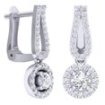thumbnail image 2 of Dazzlingrock Collection 14K Round Aquamarine & Diamond Ladies Halo Drop Earrings, White Gold, 2 of 5