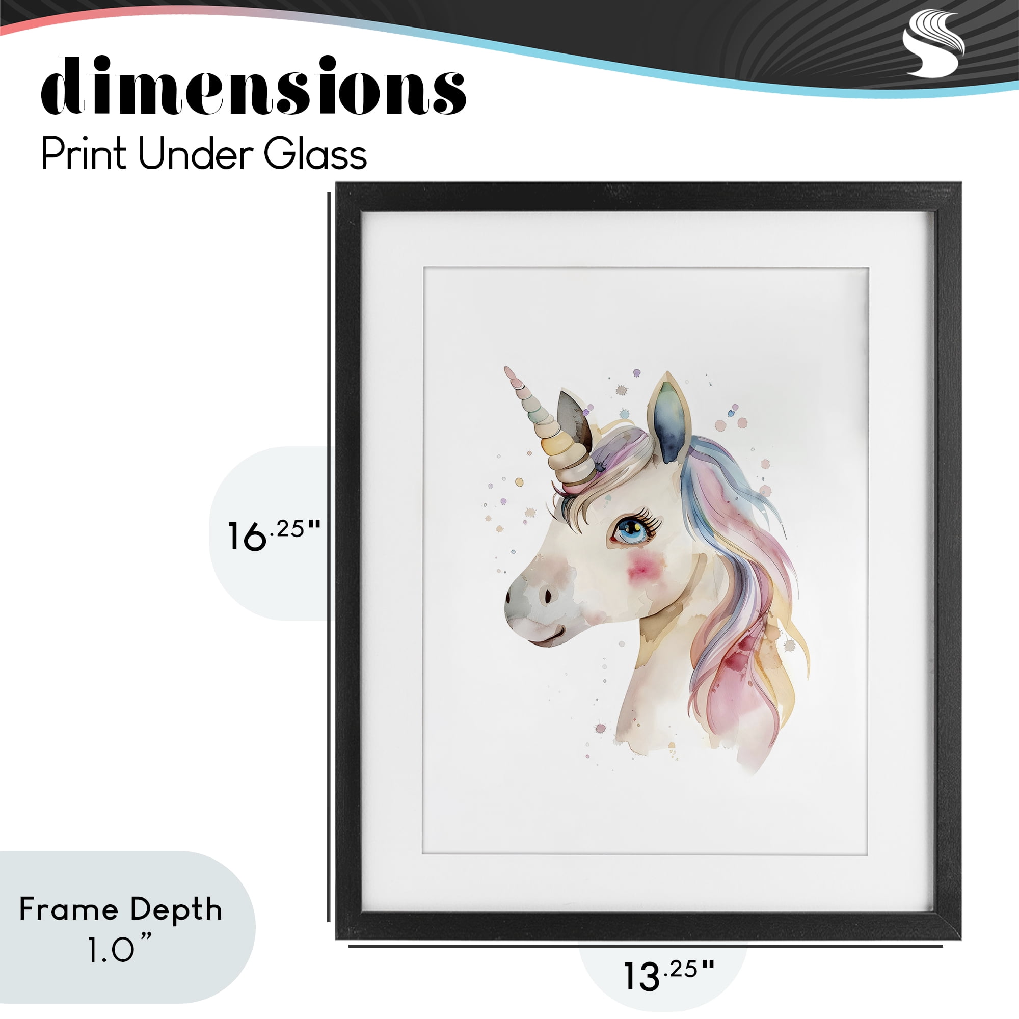 Stupell Industries Dreamy Pastel Unicorn Black Framed Print Under Glass, design by LSR Design Studio