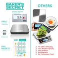 thumbnail image 2 of Baker's Secret Kitchen Scale 33lbs Wireless Display, 2X Magnets Support, USB-C Charging Compatible, Magnetic Conversion Chart Included, Extra Accurate and Easy to Use, Silver, 2 of 7