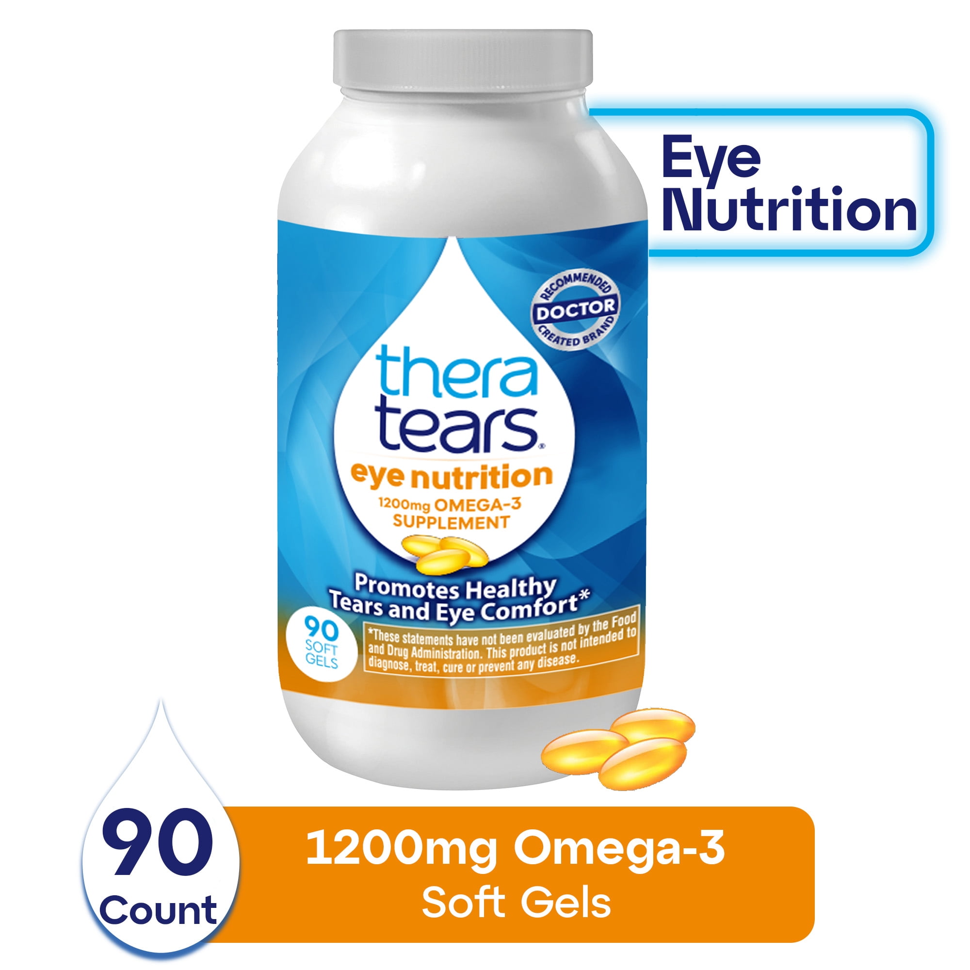 TheraTears 1200mg Omega 3 Supplement for Eye Nutrition, Daily Use, 90 Count