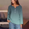 thumbnail image 2 of HVOBTTY Womens Long Sleeve Pullover T Shirt, Fall Tops for Women, Women's Casual Fashion Soft Gradient Print V Neck Daily Wear Pullover Top Army Green, XL, 2 of 5
