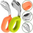thumbnail image 4 of Toddler Spoon and Fork Set in Assorted Colors for Home Baby Eating Gadget with Silicone and Stainless Steel 1 Set, 4 of 8