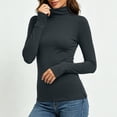 thumbnail image 4 of Chiccall Women's Turtleneck Long Sleeve Base Layer Top, Stretchy Slim Fit Thermal Shirt with Thumb Holes for Fall Winter Layering, 4 of 10
