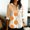 Orange, variant on Oplxuo Button Down Shirts for Women Long Sleeve Tops V Neck Blouses Business Casual Outfits Loose Fit