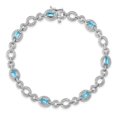 thumbnail image 5 of Sterling Silver Bracelet Gemstones Women's Topaz Emerald 7 mm in Dia. & Lt Swiss Blue Oval, 5 of 6