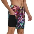 thumbnail image 2 of Gaeub Color Shiny Print Mens Swim Trunks with Compression Liner,Board Shorts Quick Dry,Beach Swimwear with Pockets-Large, 2 of 6