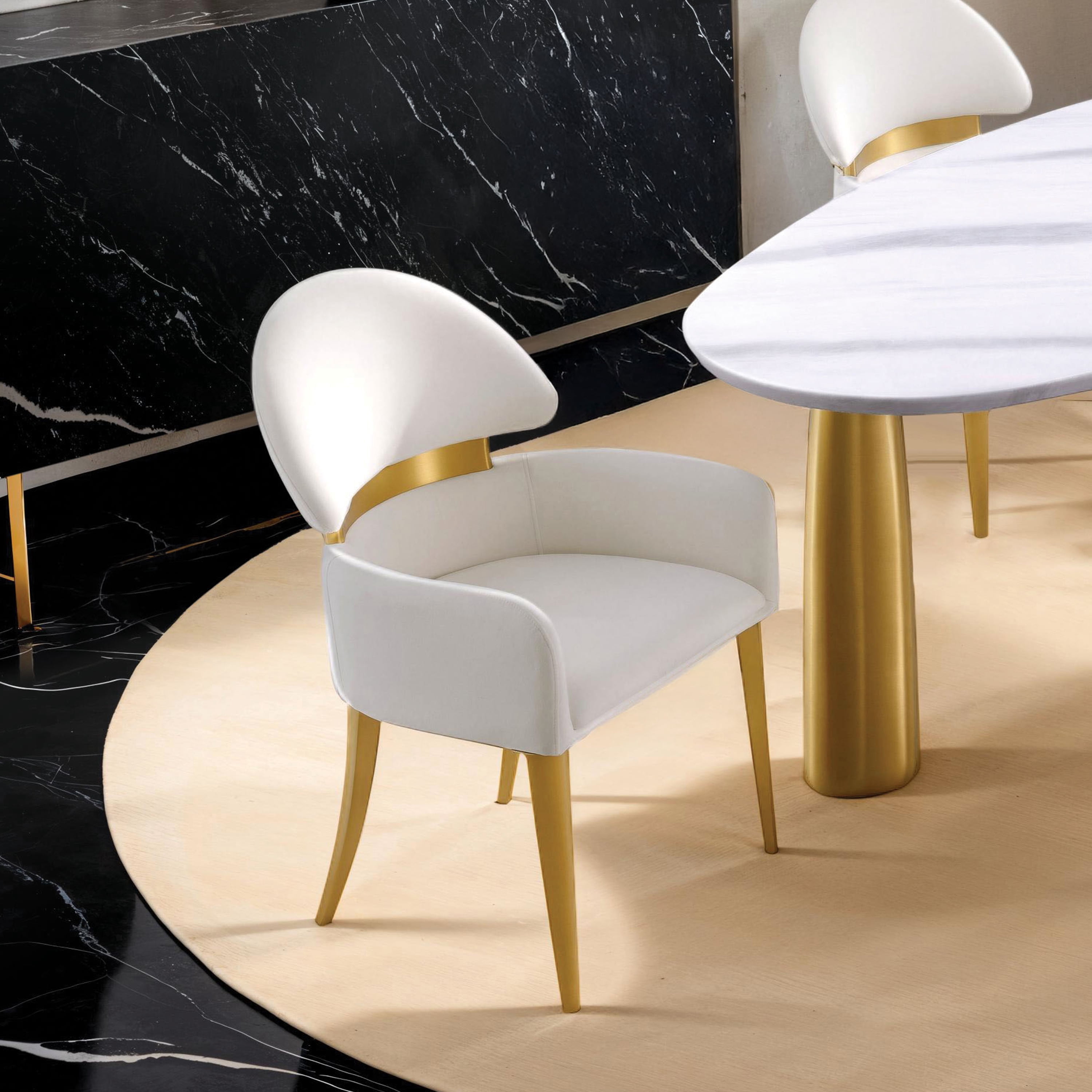 Furniture of America Amia Modern Upholstered Dining Chairs, White (Set of 2)
