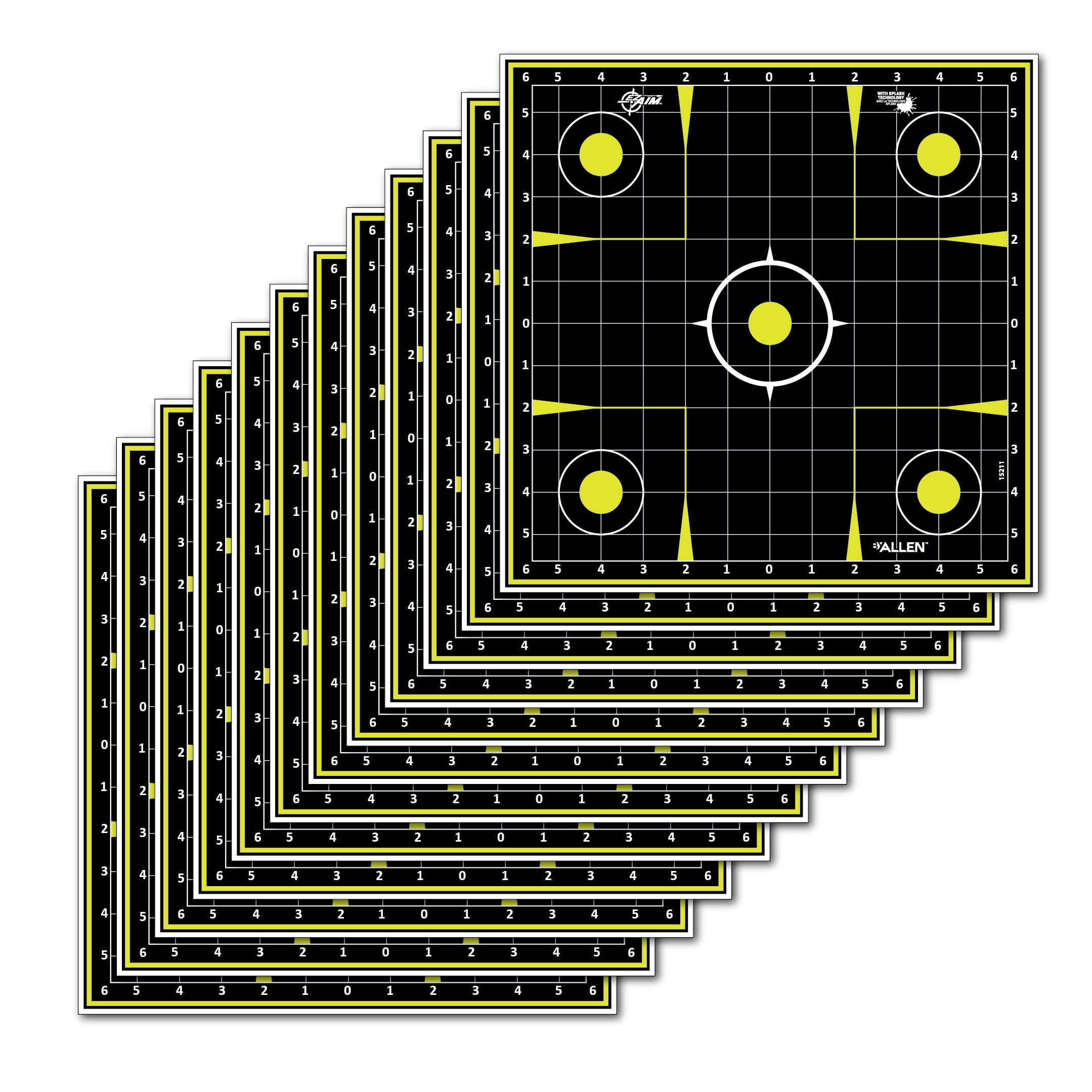 Ez Aim Splash Reactive Shooting Targets, Grid, 12" x 12", 12-Pack, Black, Paper Targets, 2 Pack