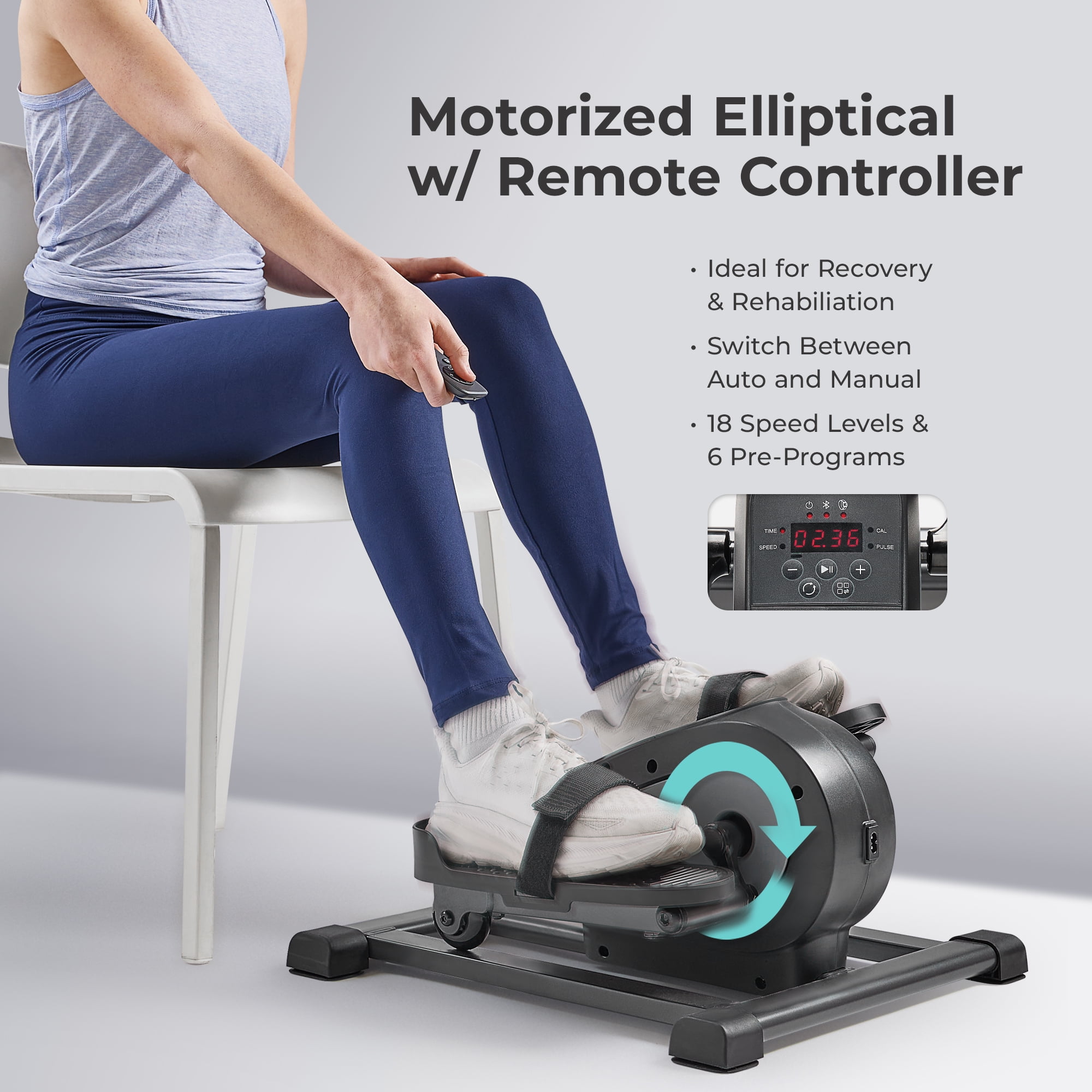 Sunny Health & Fitness Elliptical Trainer, Standard Motorized Mini with Free SunnyFit App