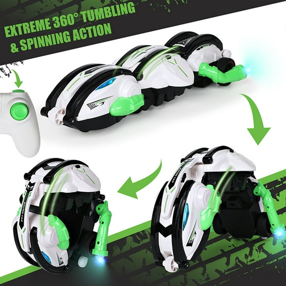Coche De Control Remoto Para Niños, 2,4 GHz, Control Remoto, Coche Aturdidor Con Luces, Función Hacia Adelante, Atrás, Izquierda, Derecha, Juguete Deformable Con Rollo De 360