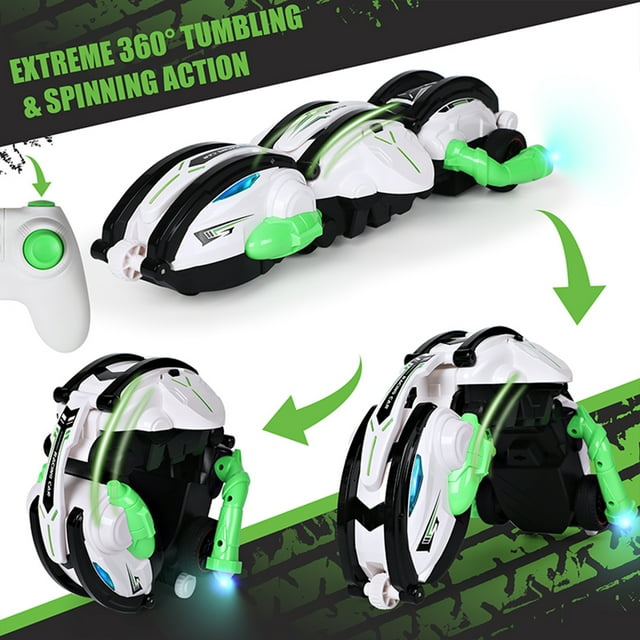 Automóviles de control remoto, control remoto de 2.4ghz, automóvil Rodante Rodante Con luces Hacia Adelante Hacia Atrás, La Función Derecha Izquierda 360 Roll Toy Deformable