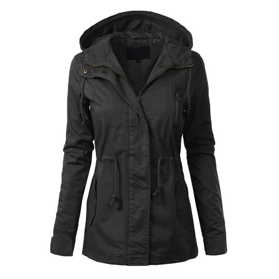 MixMatchy Women's Lightweight Military Safari Anorak Utility Hoodie Jacket