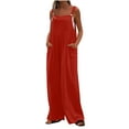 thumbnail image 2 of Summer Fashion Plus Size Jumpsuits for Women Petite Printed Jumpsuit Casual Button Pocket Sleeveless Wide Leg Trousers, 2 of 8