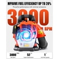 thumbnail image 3 of Floseru Backpack Leaf Blower 52CC 2 Stroke Backpack Gas Powered Leaf Blower with Fuel Tank, Grass Lawn Blower Air Cooling Gasoline Grass Blower for Leaf, Sand, Gravel, Snow, Yard and Driveway, 3 of 10