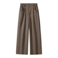 thumbnail image 4 of Telankuip Mens Wide Leg Suit Pants Loose Fit Lightweight Comfortable Business Casual Trousers with Elastic Waistband Solid Color Straight Stylish Simple Work Outfits Coffee XXL, 4 of 4